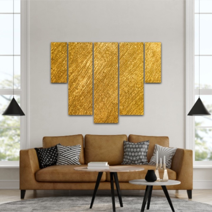 5 db-os Multicanvas festmény készlet, arany háttér 535, UV nyomattal PREMIUM COTTON vászonra (400 g/m2) és fa keretre feszítve (Profil 2X3,6cm), 130x100 cm