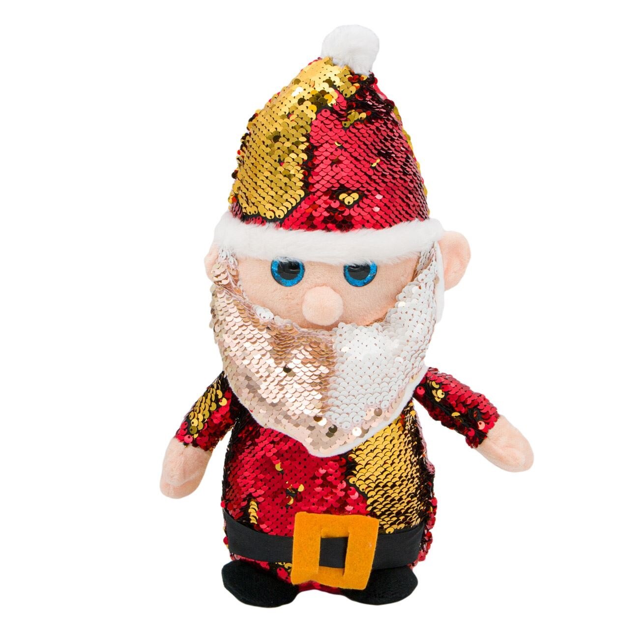 Mos Craciun, Zola, din plus, paiete reversibile, 34cm