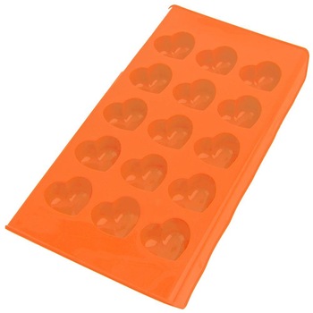 Forma praline inima, Orion, Silicon, 15 compartimente, Portocaliu Forma praline inima, Orion, Silicon, 15 compartimente, Portocaliu