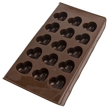Forma praline inima, Orion, Silicon, 15 compartimente, Maro Forma praline inima, Orion, Silicon, 15 compartimente, Maro
