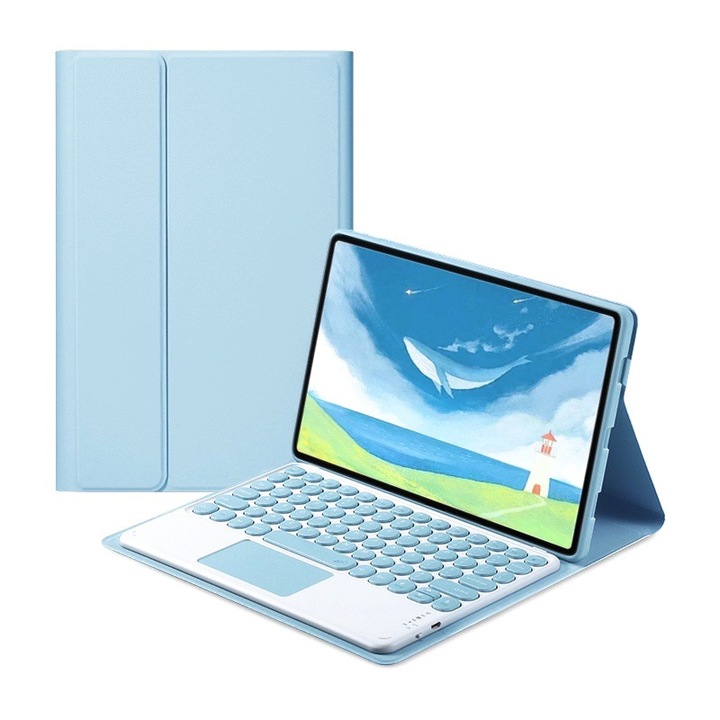 Bluetooth клавиатура Chigoods, Съвместим с iPad 10,2", Безжичен, Син