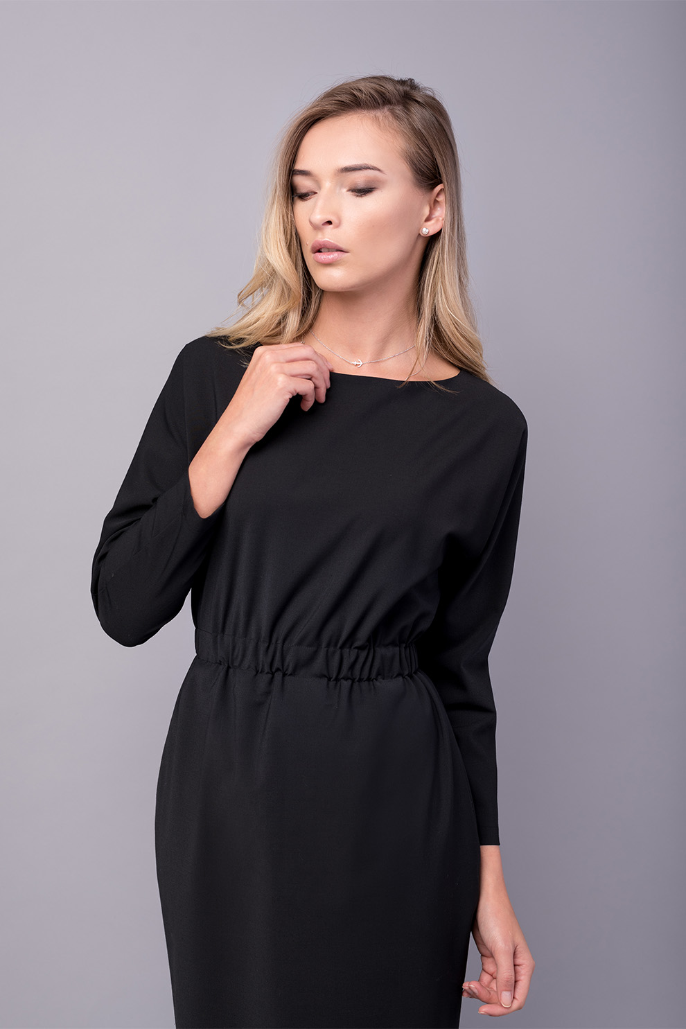 Couture de Marie, Rochie midi cu buzunare laterale, Negru