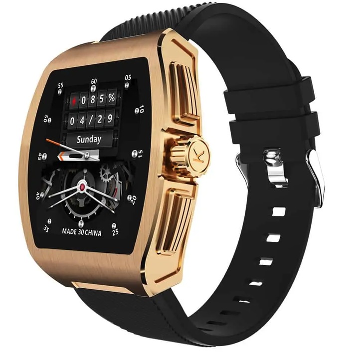 Смарт Часовник Pimpom C1, 1.40", Мъжки, Луксозен, Пулс, Режим сън, Съобщения, Напомняне, Повиквания,Будилник, Черен