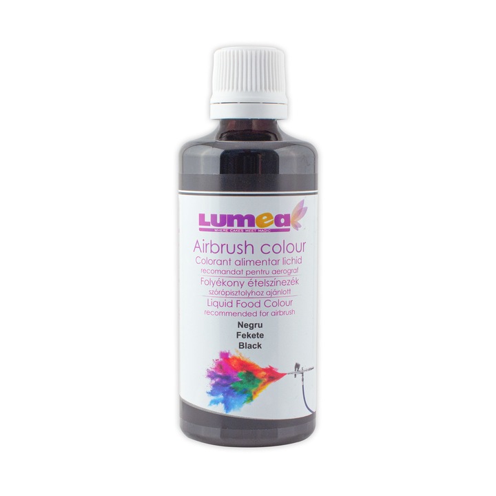 Colorant alimentar lichid pe baza de apa Negru, 90ml - recomandat pentru Aerograf - Lumea