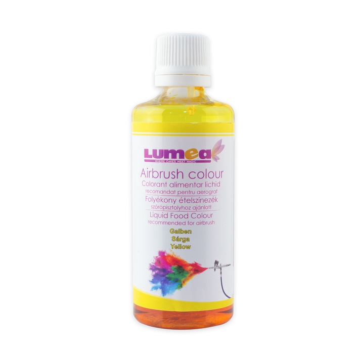 Colorant alimentar lichid pe baza de apa, Galben, 90ml - recomandat pentru Aerograf - Lumea