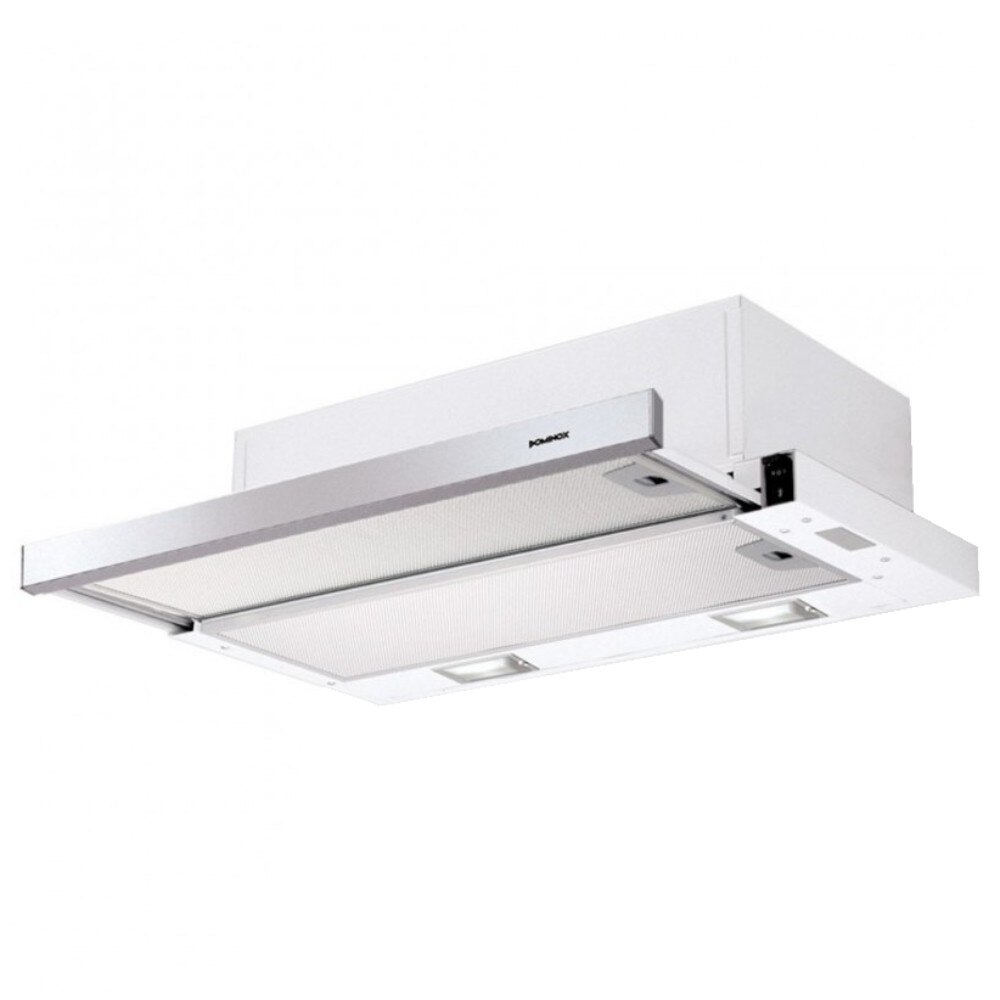 Hota telescopica, incorporabila, realizata din metal, 310 mc/h, 1 motor, 81 W, 17,5 x 59,8 x 28 cm, alb si argintiu