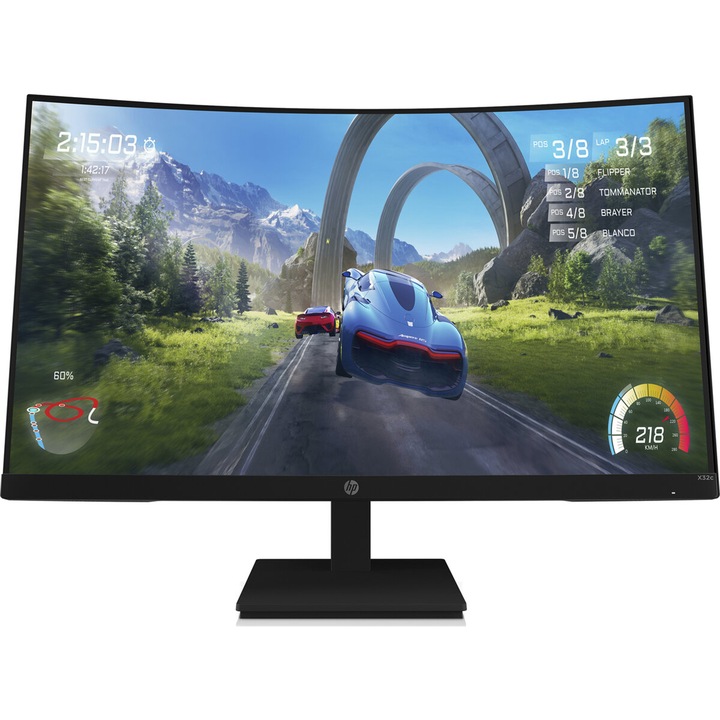 Monitor Curbat Gaming LED VA HP X32C 31.5'' Full HD, 165Hz, 1ms, AMD Freesync™ Premium, 1500R curvature, Gaming Console Compatible, Display Port, 33K31AA