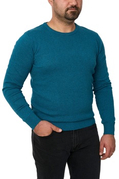 Pulover barbat la baza gatului, Glory, Albastru mineral Pulover barbat la baza gatului, Glory, Albastru mineral