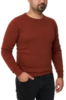 Pulover barbat la baza gatului, Glory, Caramiziu Pulover barbat la baza gatului, Glory, Caramiziu