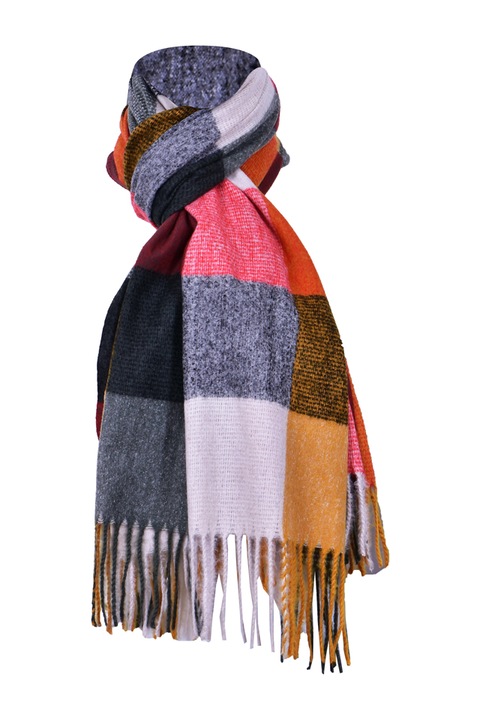 Fular casmir P unisex 2, Dacali, gri/portocaliu