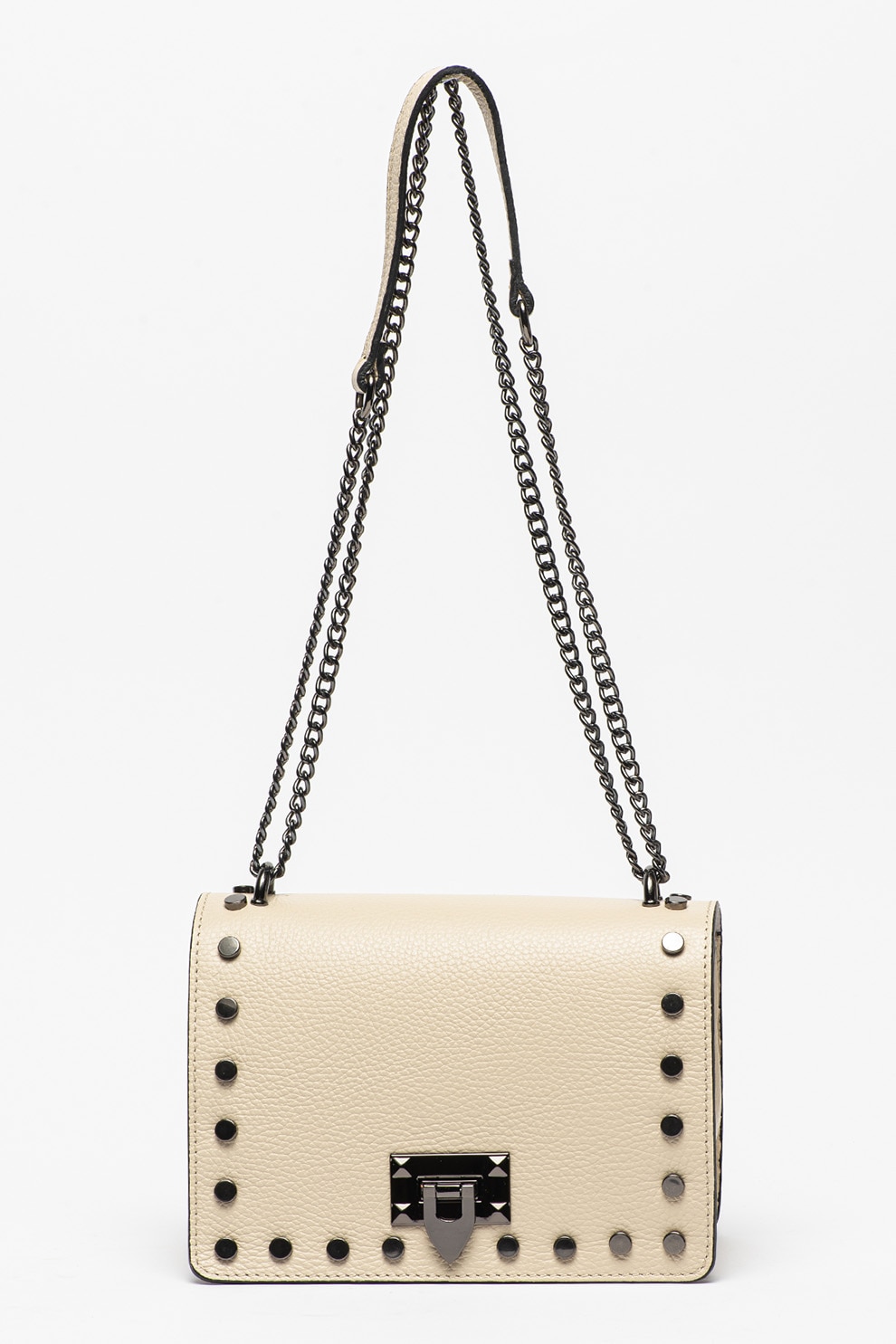 Antonia Moretti, Geanta crossbody din piele cu nituri, Bej