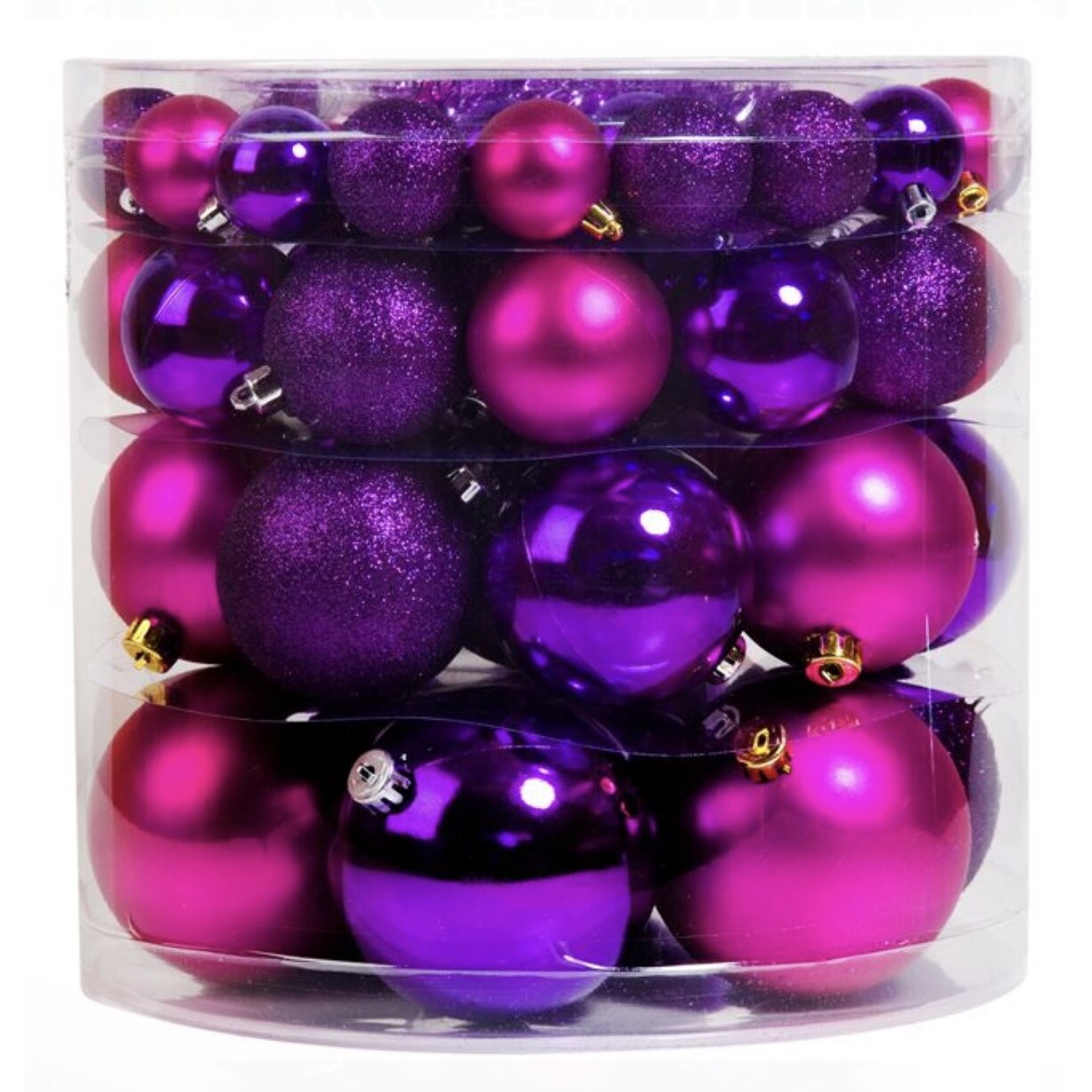 Set 54 globuri de Craciun, Violet - Fucsia