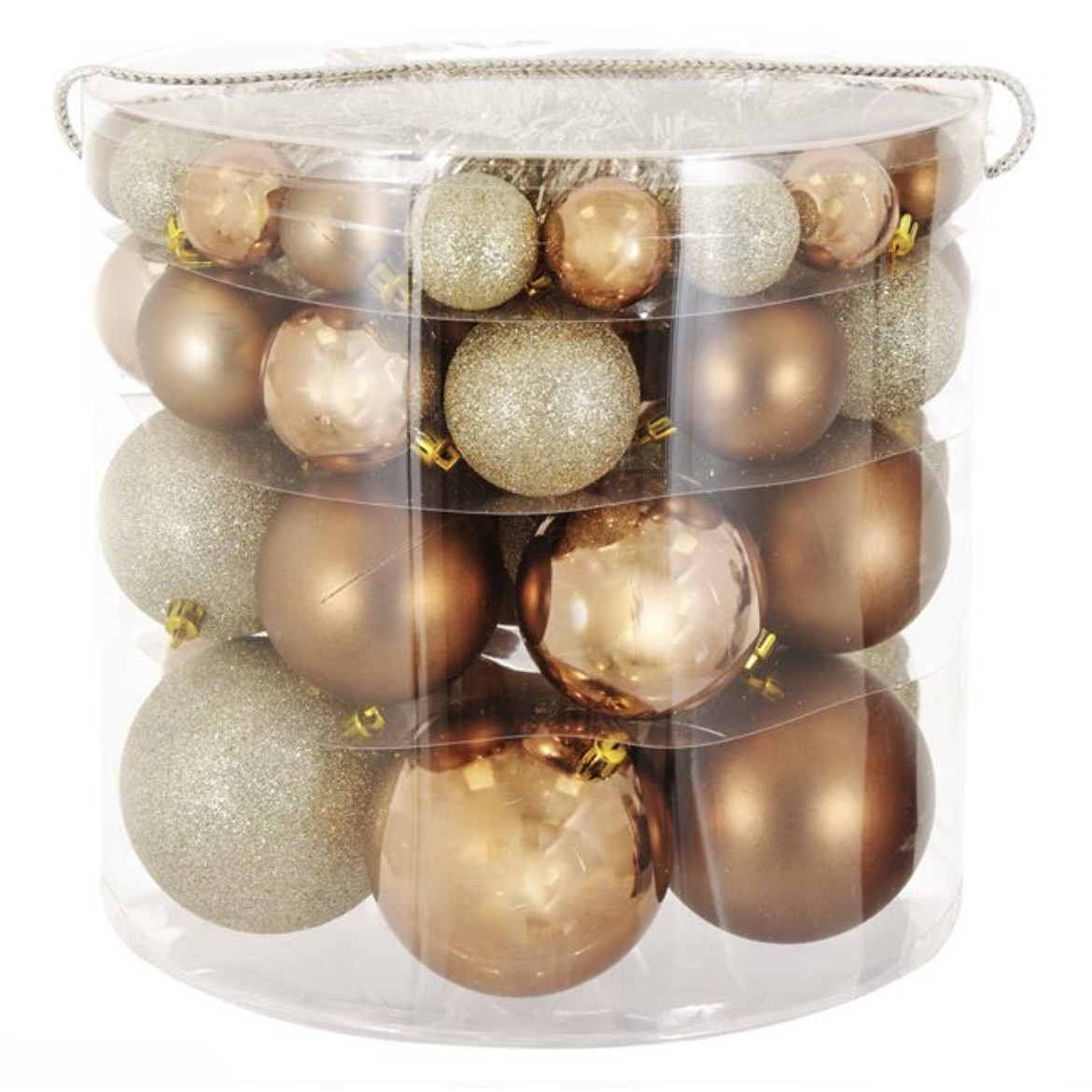 Set de 54 globuri de craciun, culoare sampanie si bronz