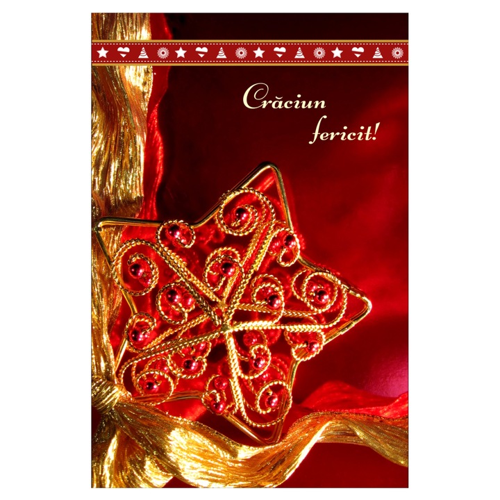 Felicitare de Craciun, cu plic, "Craciun fericit!", 120x180mm, carton 300 g