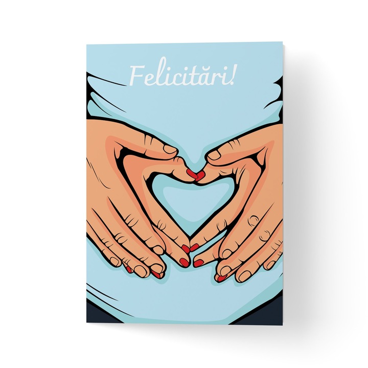 Üdvözlőlap borítékkal, prémium texturált papírral - terhes hassal