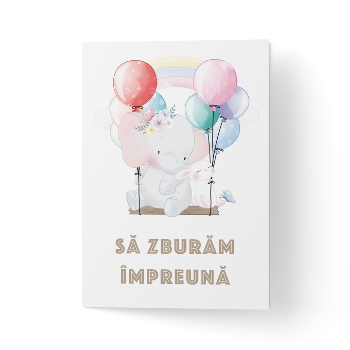 Üdvözlőlap borítékkal, prémium texturált papír - "Repüljünk együtt"