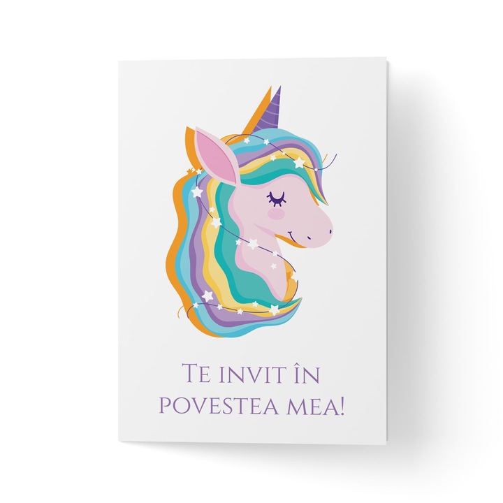 Üdvözlőlap borítékkal, prémium texturált papír - Az egyszarvú története
