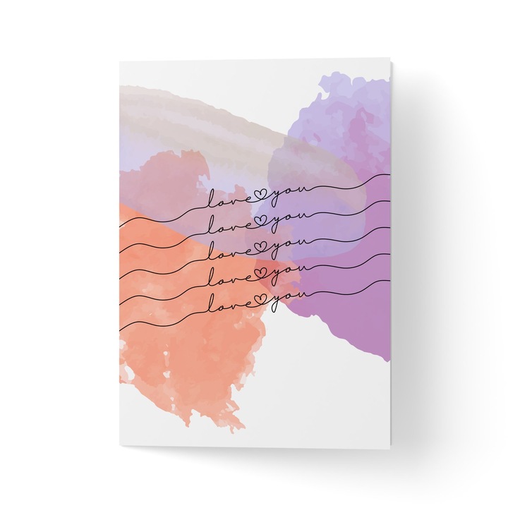 Üdvözlőlap borítékkal, prémium texturált papír – egy sor I love you