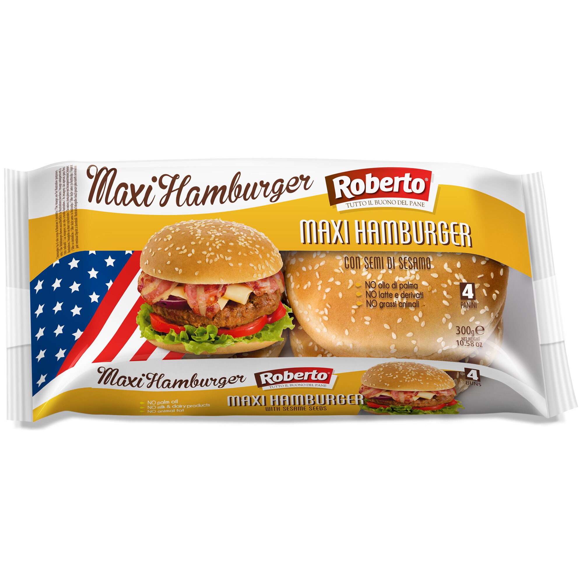 Chifle Maxi Hamburger cu susan Roberto, 300 g