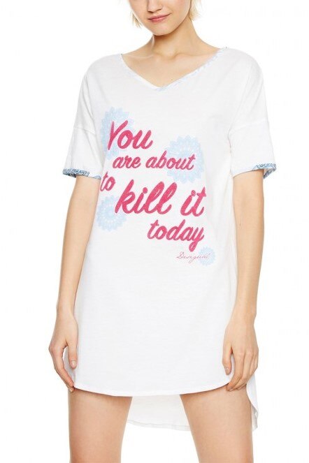 Camasa de noapte bumbac, Desigual-Dress Kill It Today, Alb, M