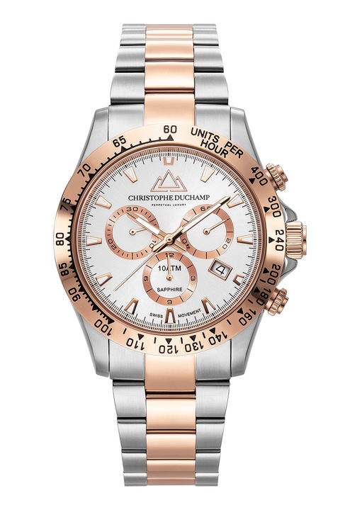 Christophe Duchamp, Двуцветен часовник с хронометър, Сребрист / Розово-златист