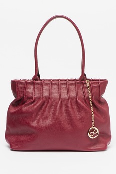 Chiara Canotti, Geanta de piele cu bareta de umar si logo detasabil, Bordeaux Chiara Canotti, Geanta de piele cu bareta de umar si logo detasabil, Bordeaux