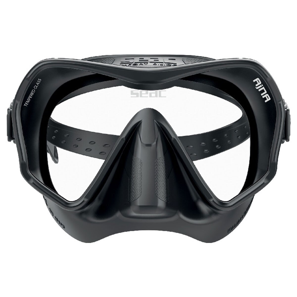 SEAC Ajna Duikmasker zonder frame met vooruitzicht, 100% siliconen, zwart, Eén maat