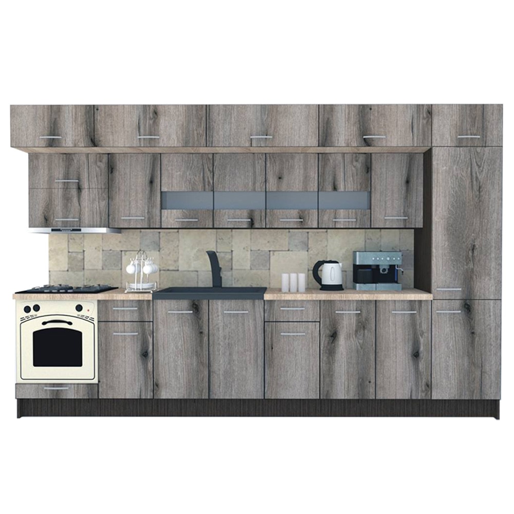 Set Bucatarie Genarom BIGMAR 350 A, 350 x 225,5 x 60 cm, Wenge / Decor K366