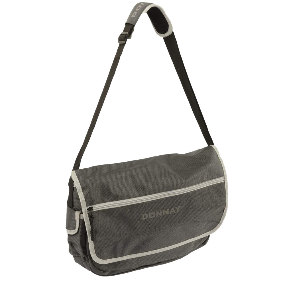 Geanta de umar pentru laptop, Donnay, 2 compartimente, buzunare laterale, buzunar frontal cu fermoar, poliester, 40 x 24 x 10 cm, gri