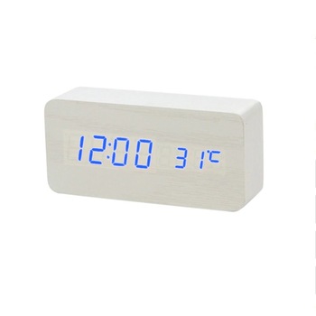 Ceas digital LED, textura Lemn, Wood Style, Alarma, afisaj Temperatura, Data, Alb Ceas digital LED, textura Lemn, Wood Style, Alarma, afisaj Temperatura, Data, Alb