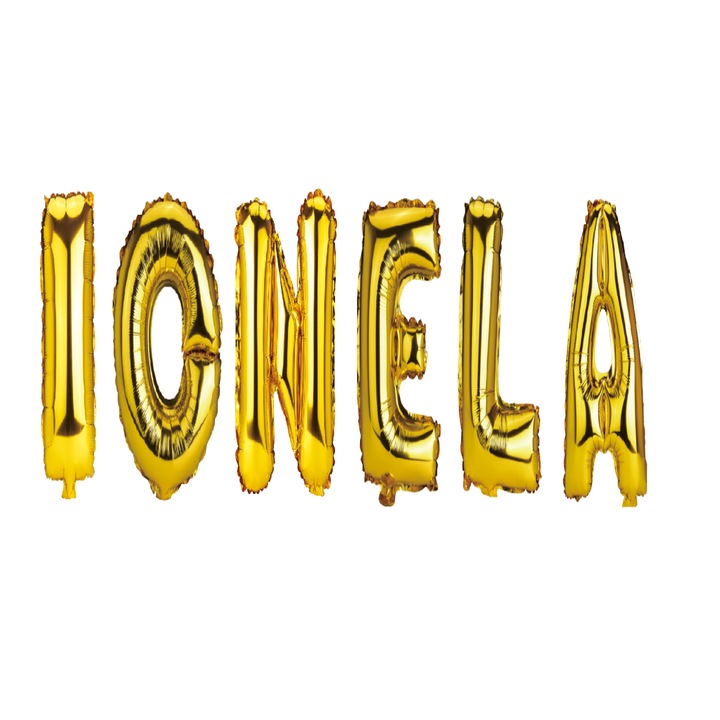Комплект балони с букви Име Ionela, Златни, 40 см