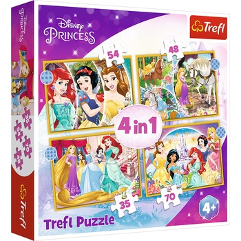 Puzzle Trefl 4in1 Disney Princess - Ziua Fericita 207 piese Puzzle Trefl 4in1 Disney Princess - Ziua Fericita 207 piese