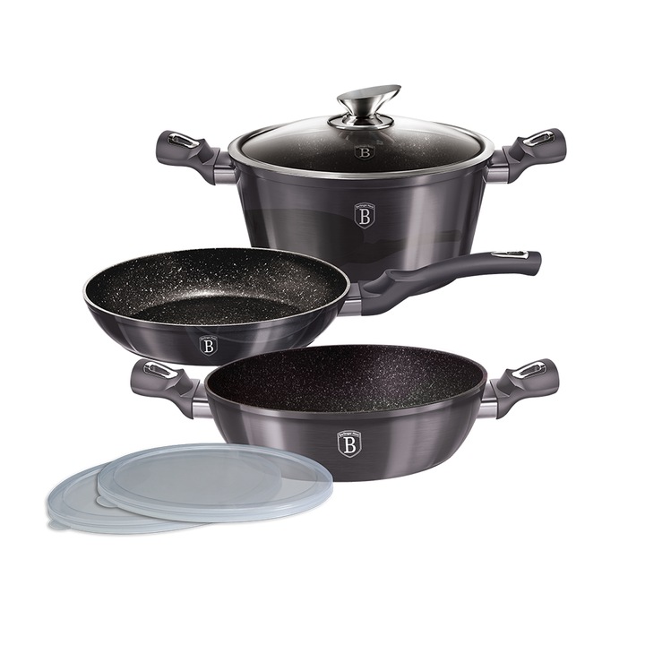 Комплект тенджери Berlinger Haus BH 6905 Metallic Line Carbon Pro Edition