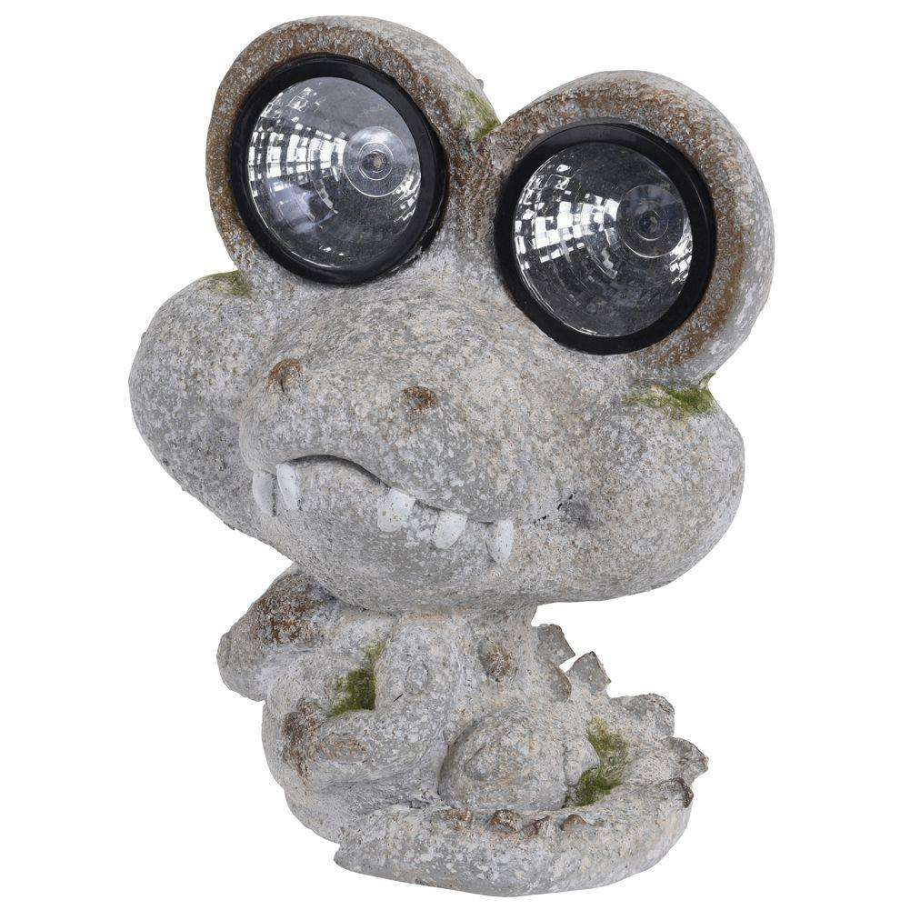 Lampa solara crocodil, Progarden, Led, Piatra, Gri