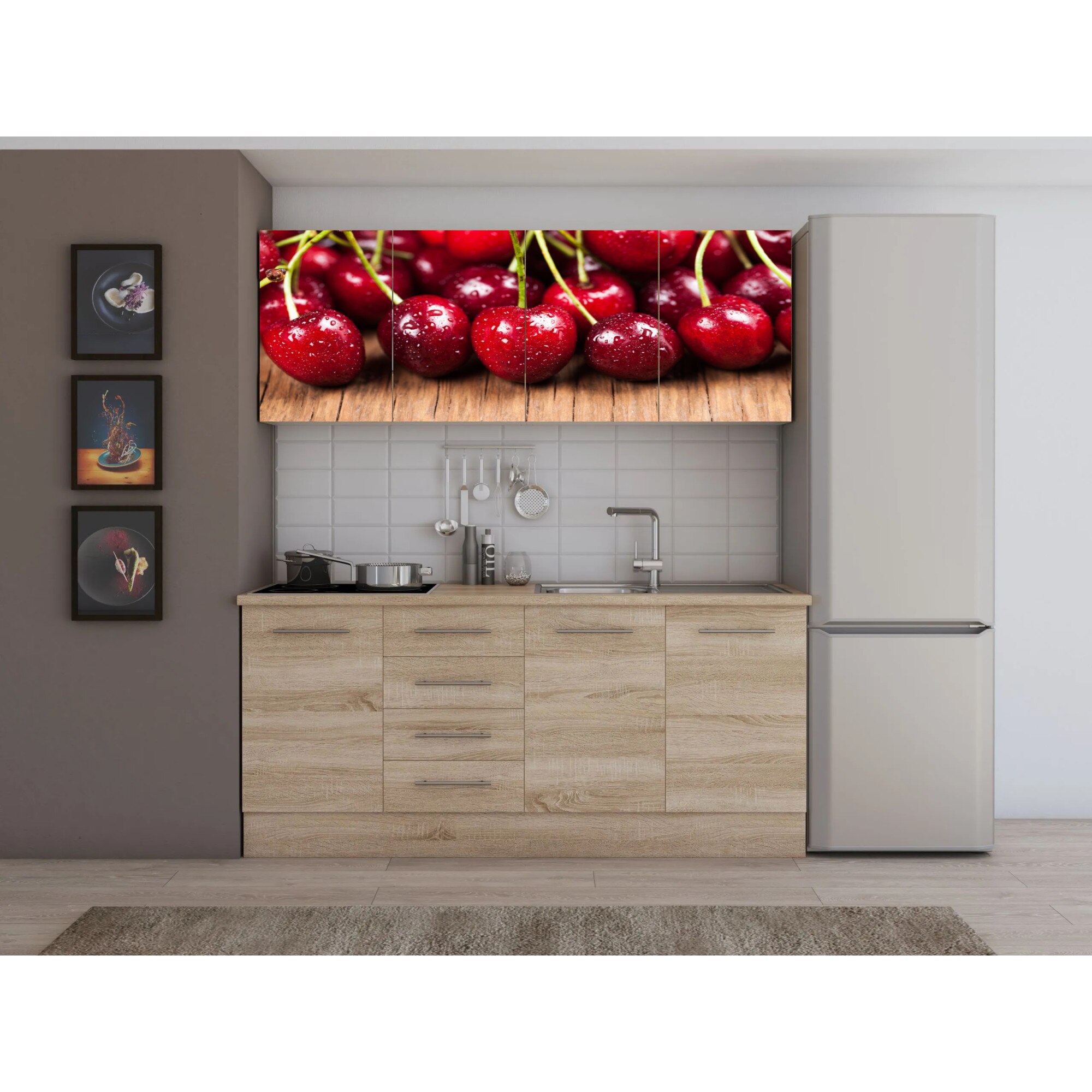 Set Bucatarie Alfa cu Print, 180 cm, Sonoma/Cires