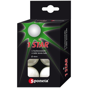 Set mingi tenis de masa SPONETA, 1*, 6 buc per set, 40 mm diametru Set mingi tenis de masa SPONETA, 1*, 6 buc per set, 40 mm diametru