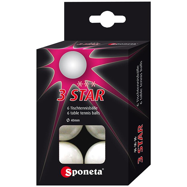 Set mingi tenis de masa SPONETA, 3***, 6 buc per set, 40 mm diametru