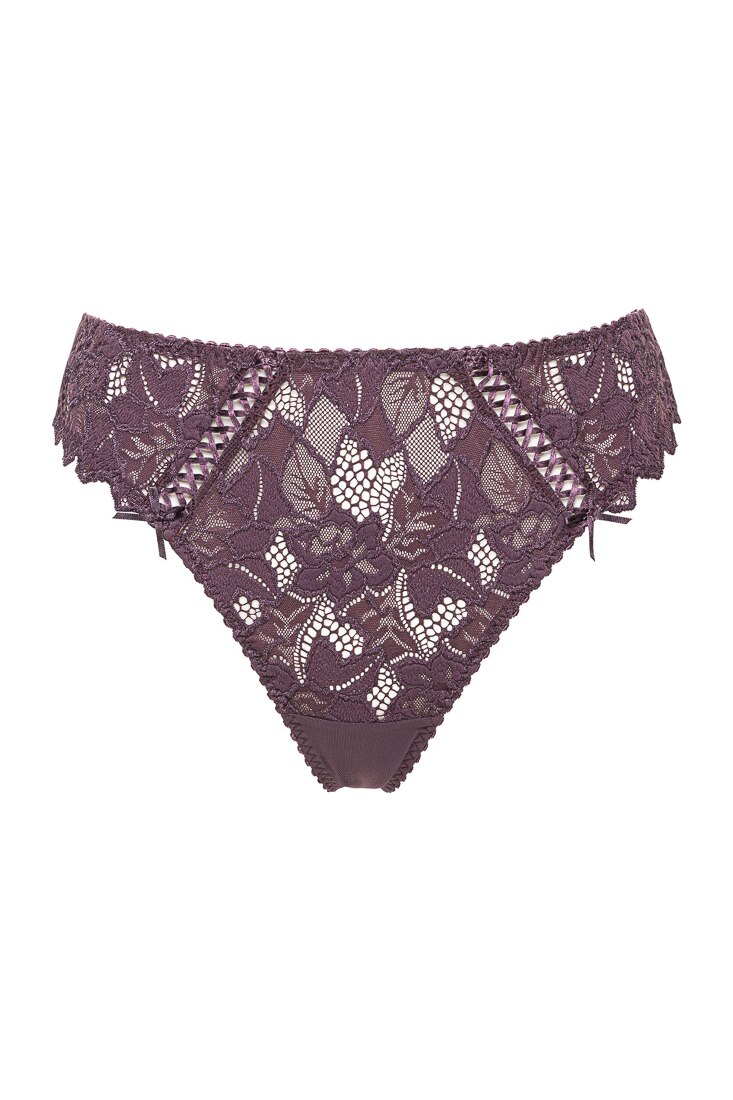 Chiloti model brazilian de colectie frantuzeasca din dantela si tull, S Complexe Arum, Mov pruna