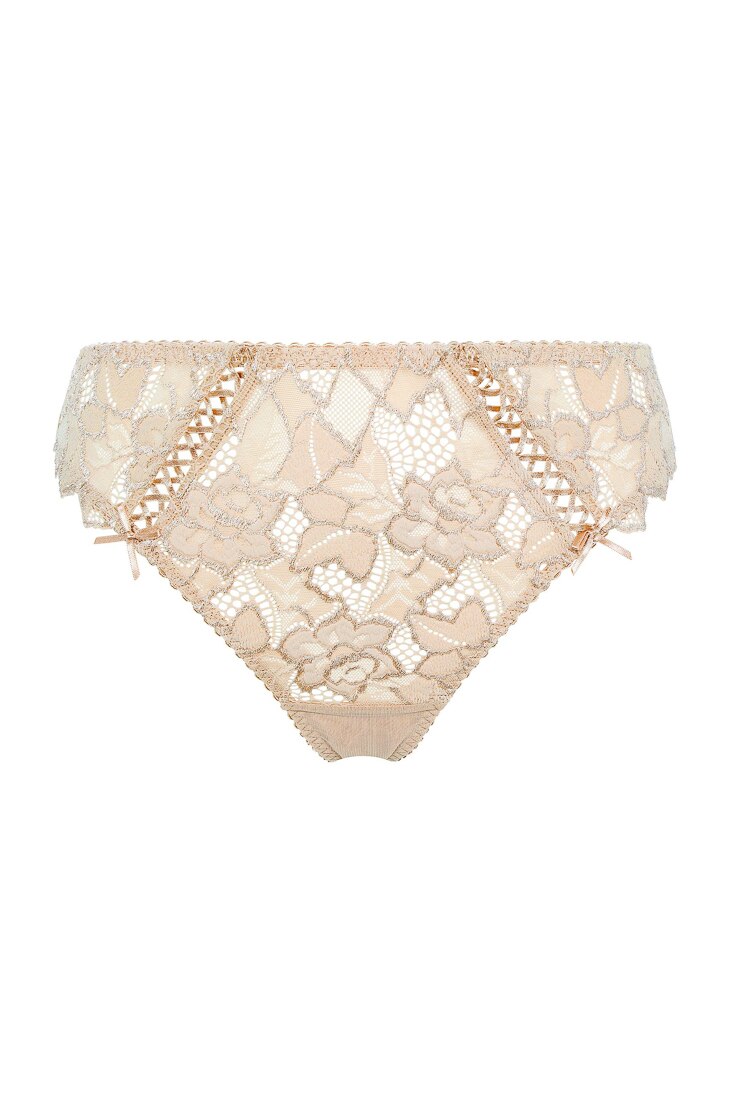 Chiloti model brazilian de colectie frantuzeasca din dantela si tull, S Complexe Arum, Nude