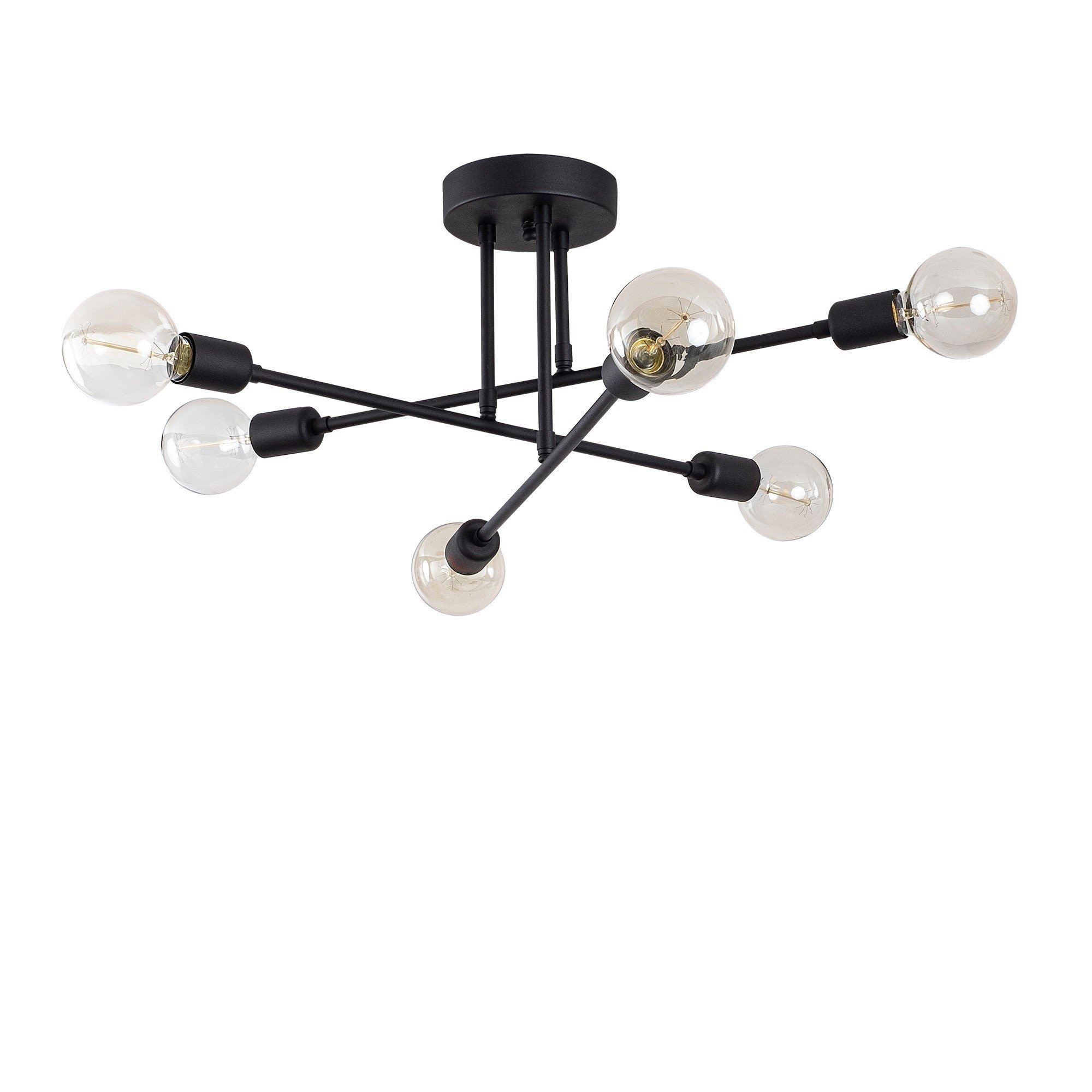 Candelabru Asiran Flower , Negru, 6 brate, 40 w, 30 cm