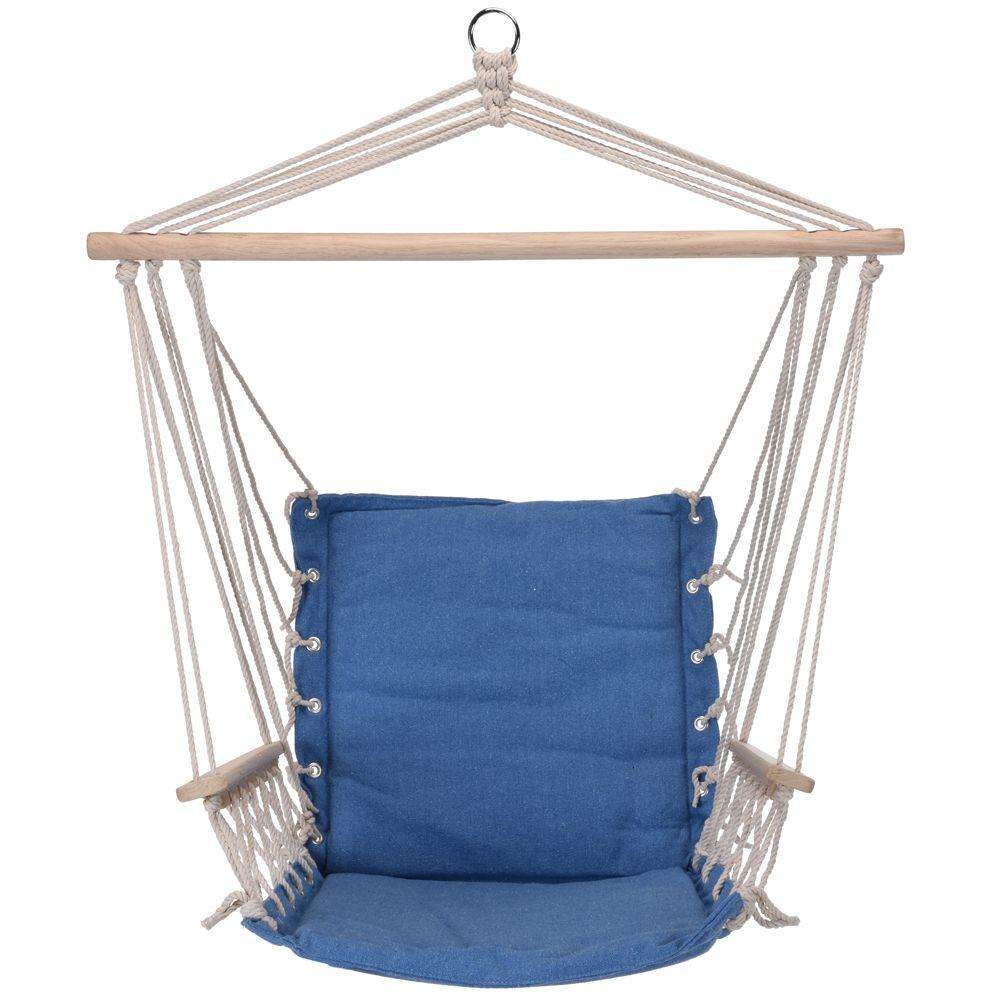 Hamac brazilian, Ambiance, Textil/Lemn, 120 kg, 50x50x90 cm, Albastru