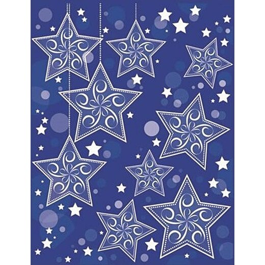 Sticker de iarna pentru colt de geam - stele agatate, 30 x 42 cm, W8494.3