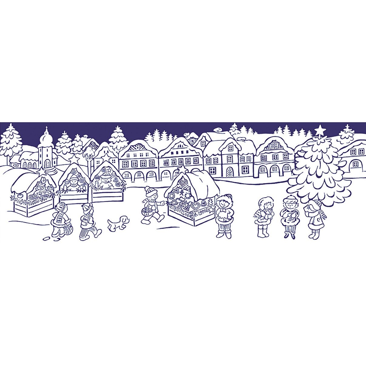 Sticker pentru geam - peisaj de iarna cu oras inzapezit, 70 x 20 cm, W8490.1