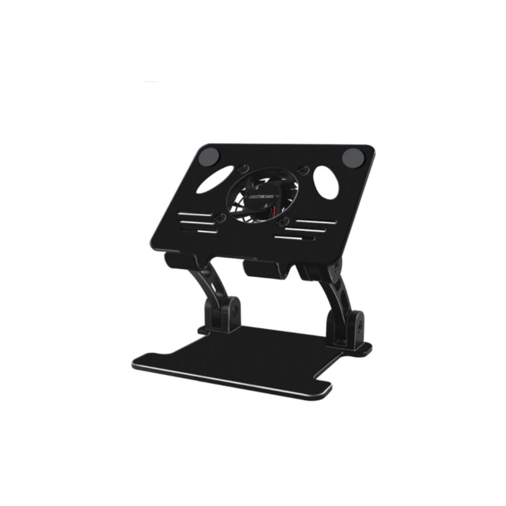 Suport de birou premium pentru tableta sau telefon cu ventilator , aluminiu, unghi reglabil, pliabil, negru