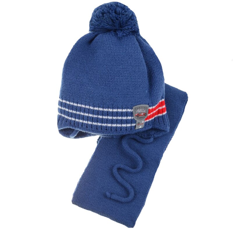 Set 2 piese caciula si fular pentru baieti Politano CFP-19, Bleumarin 50 CM Standard