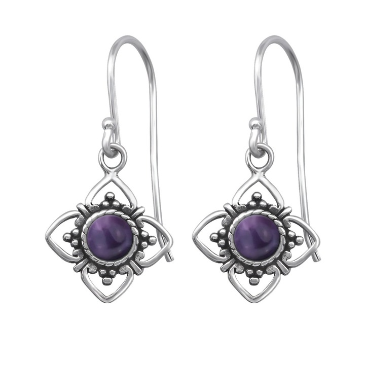 Cercei argint cu pietre semipretioase, Genuine Amethyst, A4S30294