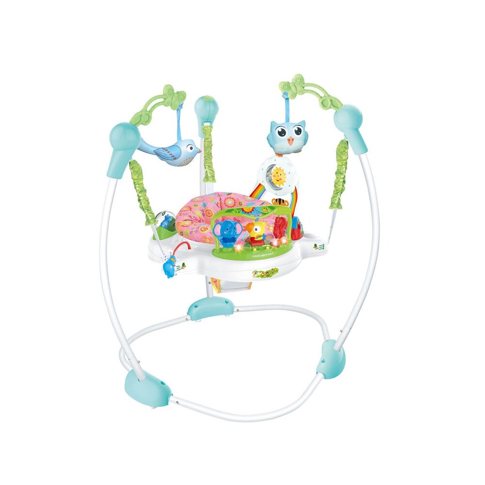 Saritor KikkaBoo cu panou interactiv si inaltime reglabila Forest Fun Pink