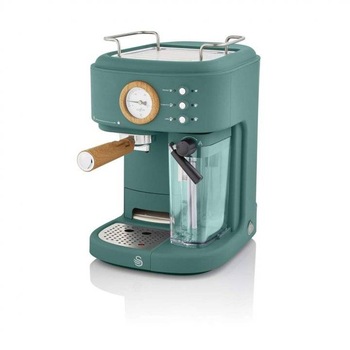 Espressor Retro Swan One Touch SK22150GR, 20 Bari, Rezervor pentru lapte, Capacitate 1.7 Litri, Design Retro, Verde Espressor Retro Swan One Touch SK22150GR, 20 Bari, Rezervor pentru lapte, Capacitate 1.7 Litri, Design Retro, Verde