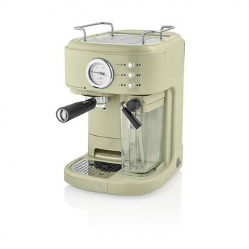 Espressor Retro Swan One Touch SK22150G, 20 Bari, Rezervor pentru lapte, Capacitate 1.7 Litri, Design Retro, Verde Espressor Retro Swan One Touch SK22150G, 20 Bari, Rezervor pentru lapte, Capacitate 1.7 Litri, Design Retro, Verde