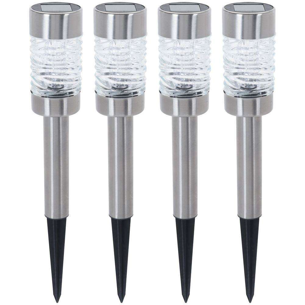 Set 4 lampi solare LED, Progarden, Senzori amurg, 27x13 cm, Argintiu